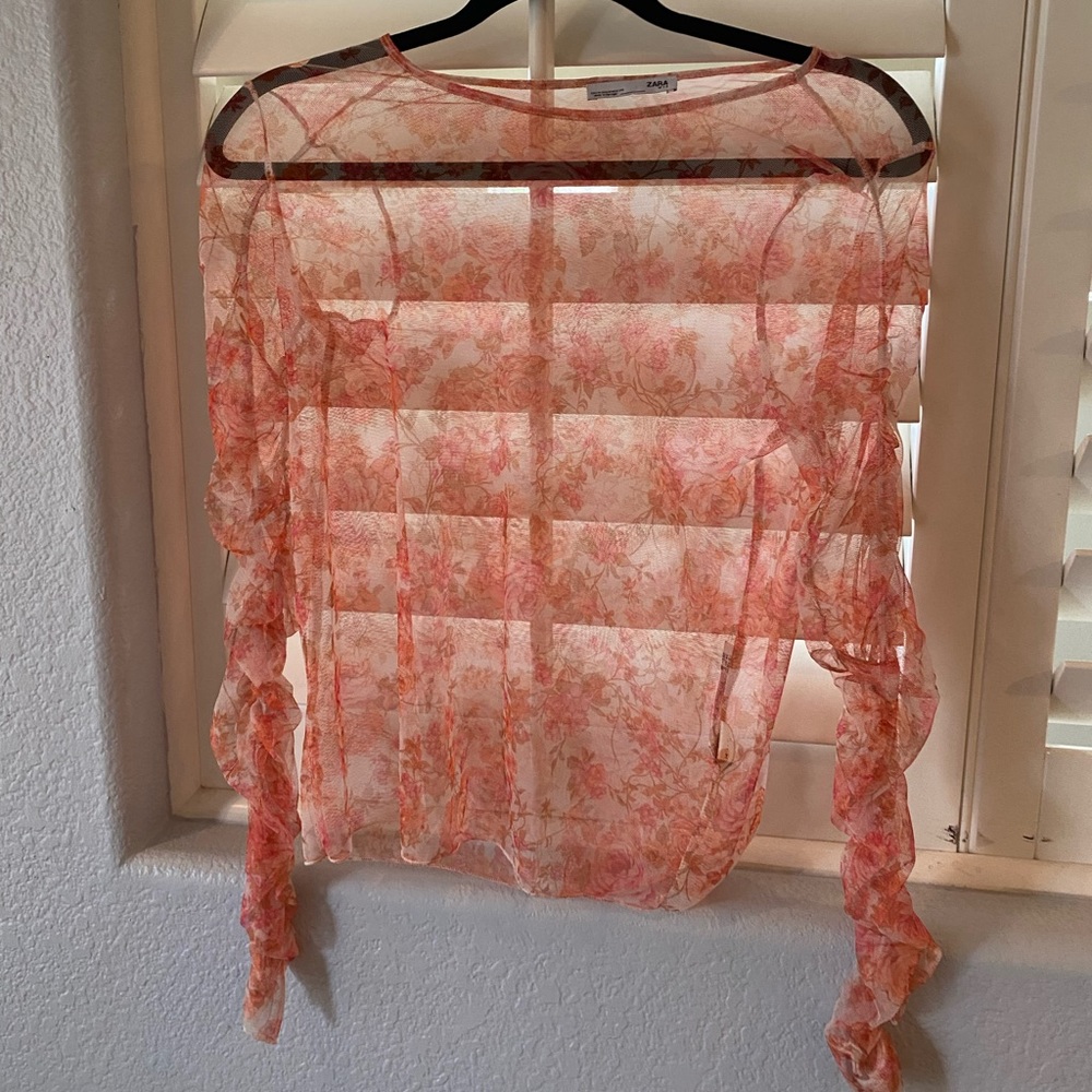 Zara flowered meshtop